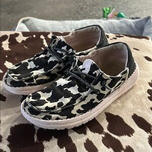 Hey Dude Black and White Kids Moccasins